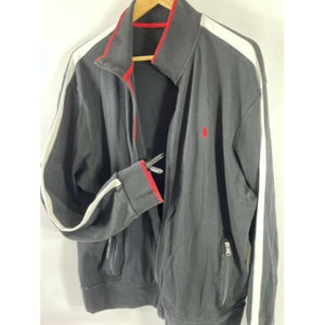 Polo Ralph Lauren Full Zip Up Jacket Sweatshirt Black Red Horse Mens XL 90s